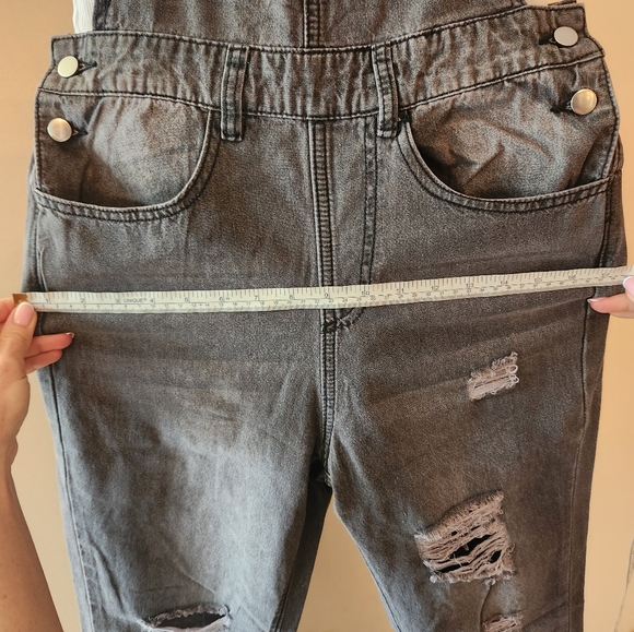 CASUAL DENIM RIPPED JUMPSUIT, grey - Picture 4 of 5